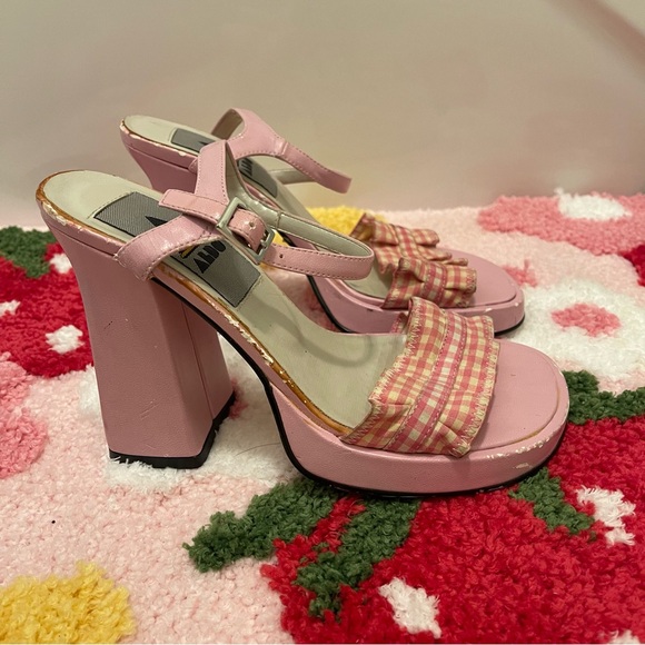 Vintage Deadstock Aldo Gingham Block Heels - Picture 3 of 7